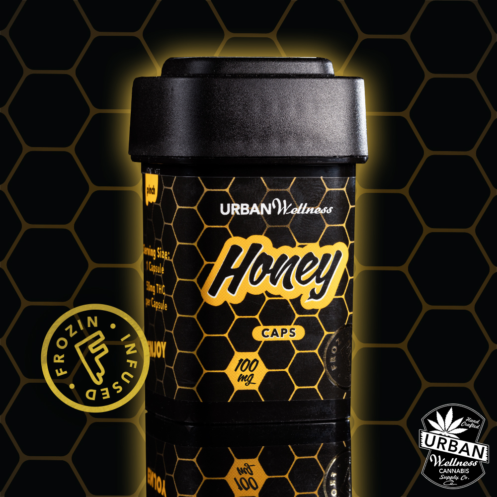 Photograph of product: Urban Wellness - Rosin Honey Caps - Oui'd - 100mg