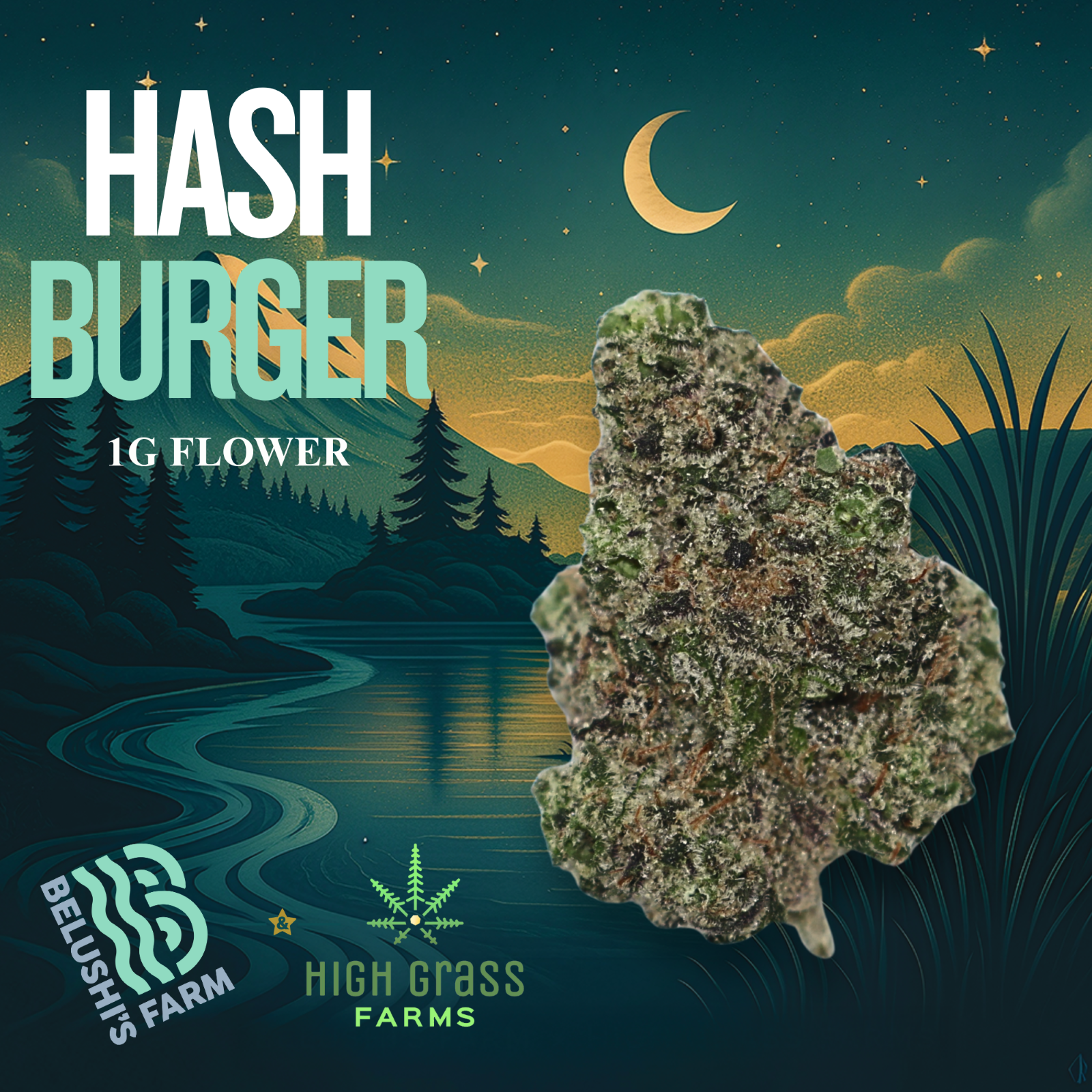 Photograph of product: Belushi's Farm | Hashburger (I-H) Flower - 1g