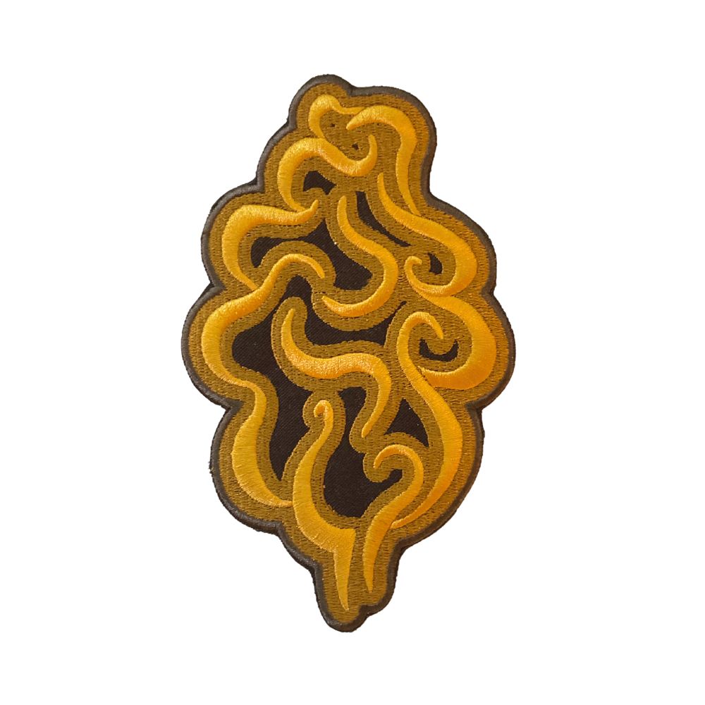 Photograph of product: Tree Shurts Logo Embroidered Iron-On Applique Patch - Brown/Gold