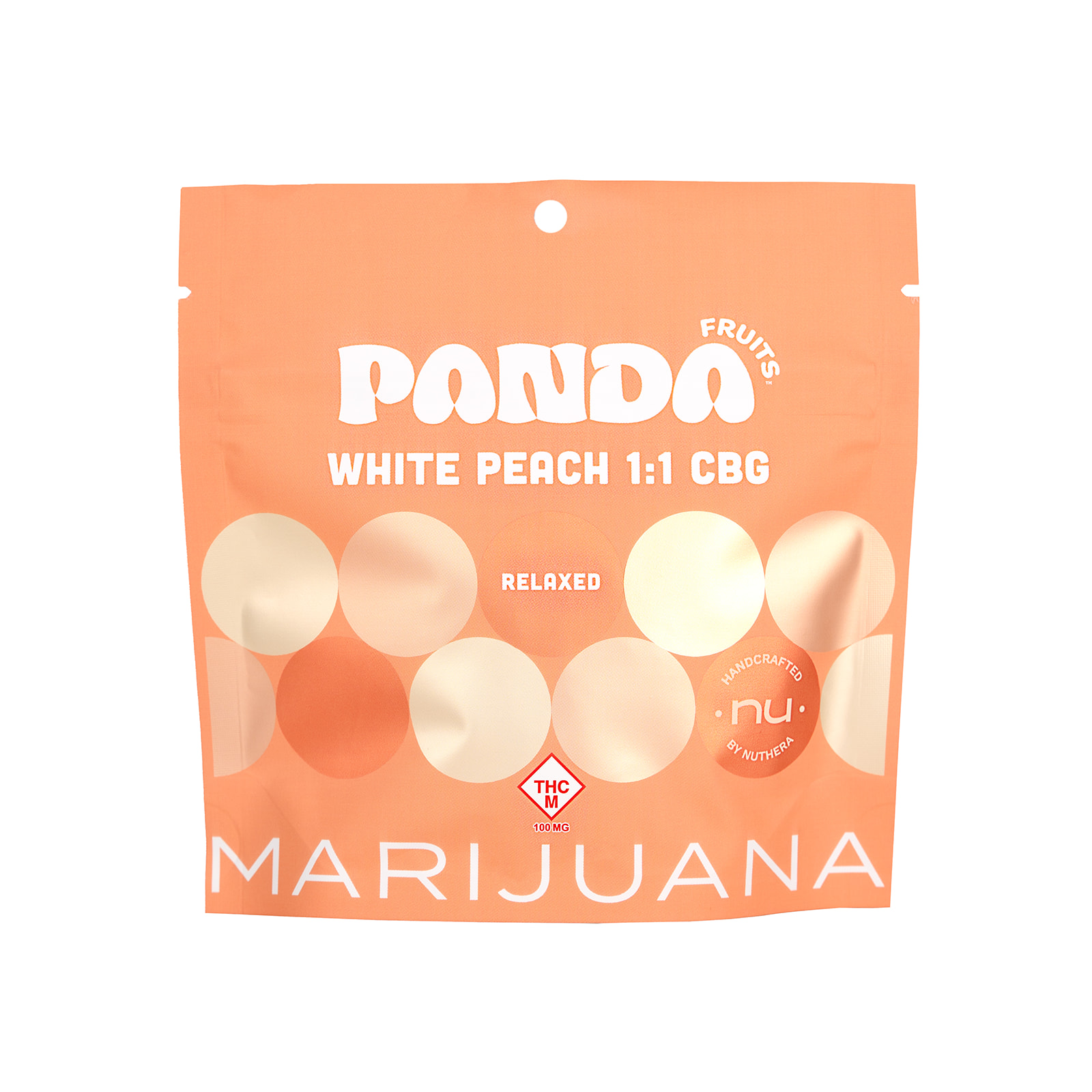 Photograph of Product: White Peach 1:1 CBG Gummies (100mg)