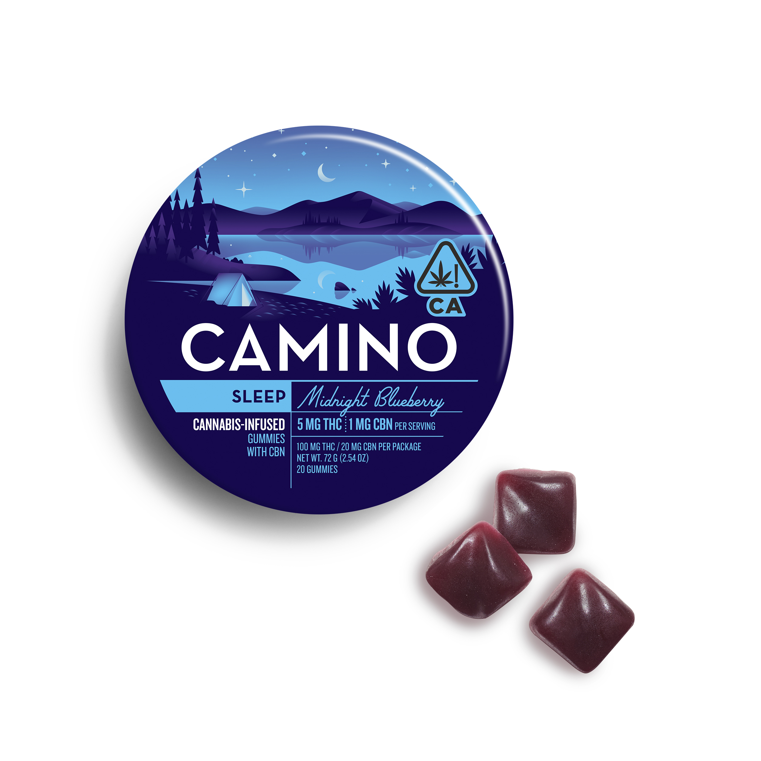 Photograph of Product: Camino - Midnight Blueberry (5:1 THC:CBN) Edible 100mg
