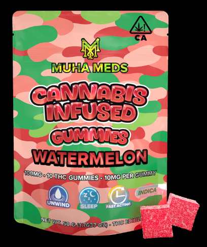 Photograph of product: 100mg Watermelon Distillate Gummies - Muha Meds