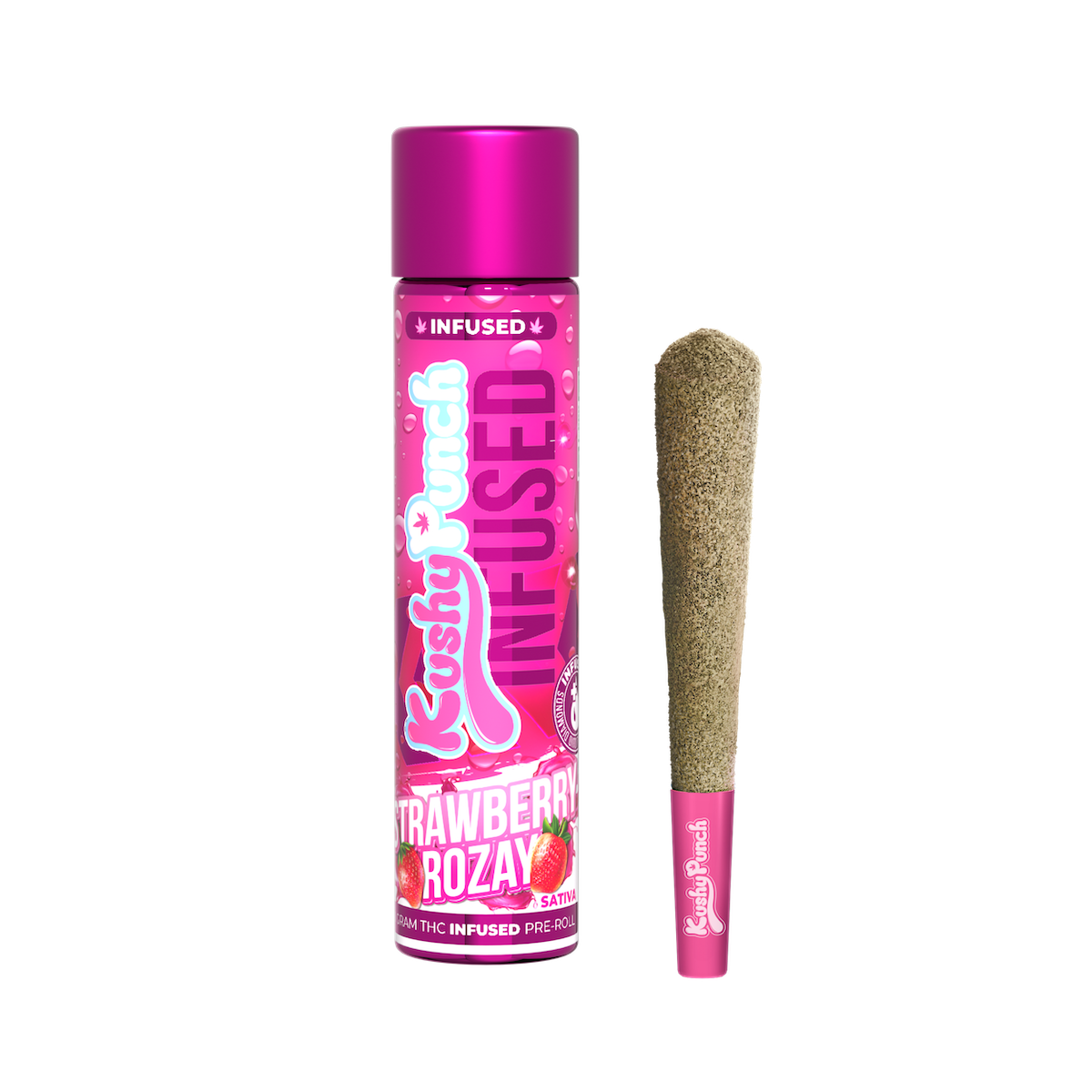 Photograph of product: 1g Strawberry Rozay (Oui'd) Live Resin & Diamond Infused Pre-roll TH-oui:32% $20