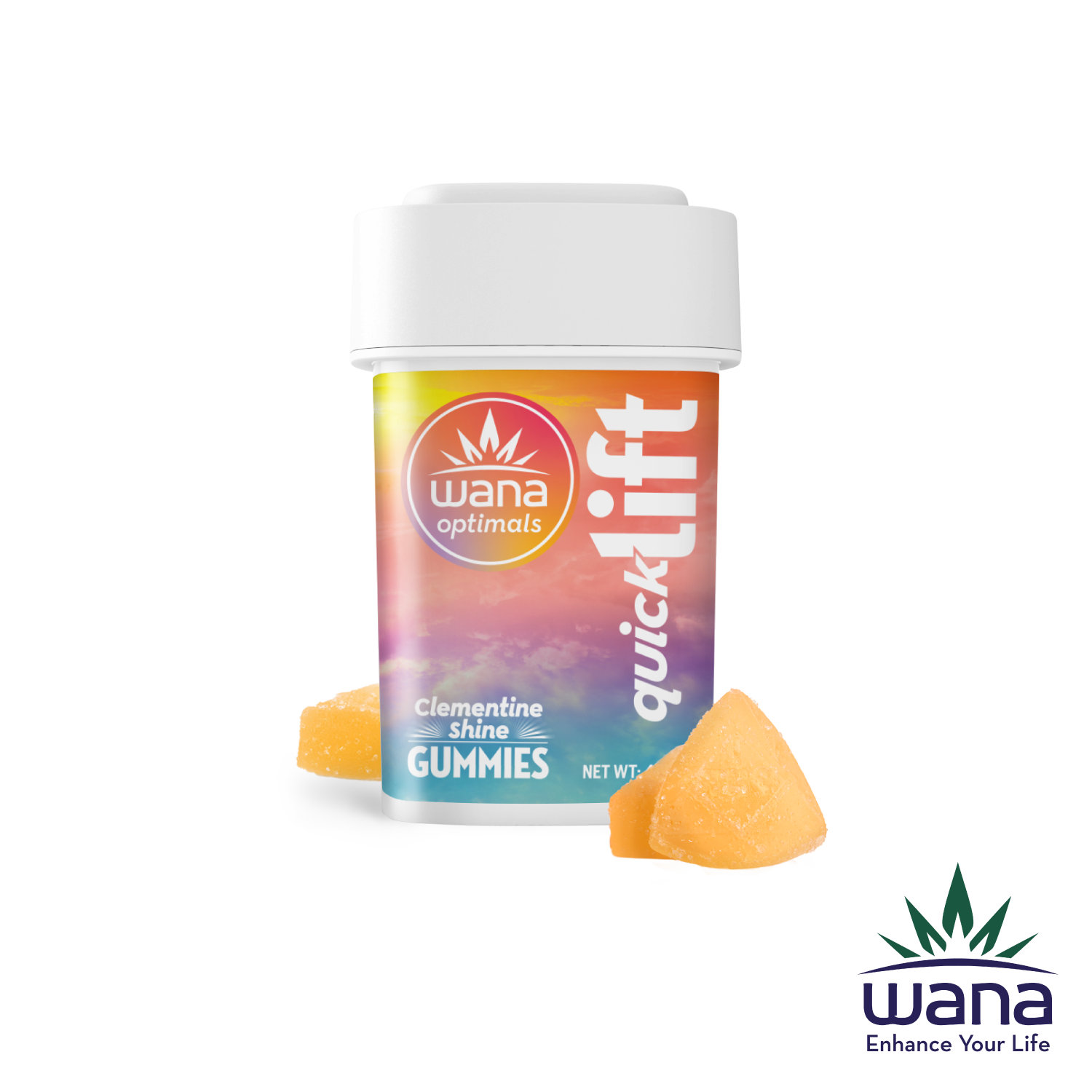 Photograph of product: 1:1:1 Optimal Quick Lift Clementine Shine Gummies - 50mg THC : 50mg THCv: 50mg CBG