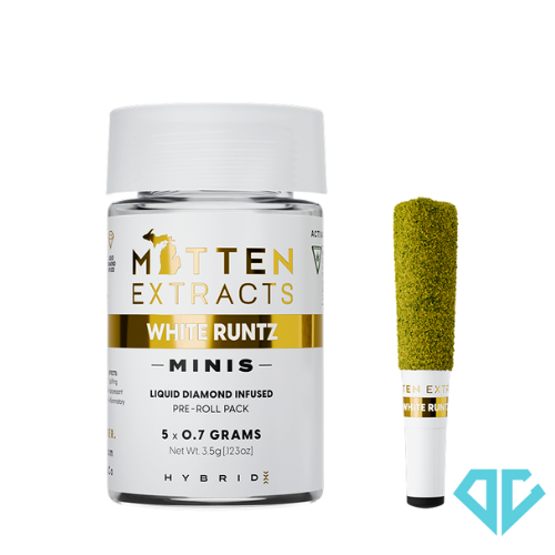 Photograph of product: Mitten Extracts White Runtz Infused Pre-Rolls .7g 5 Pack