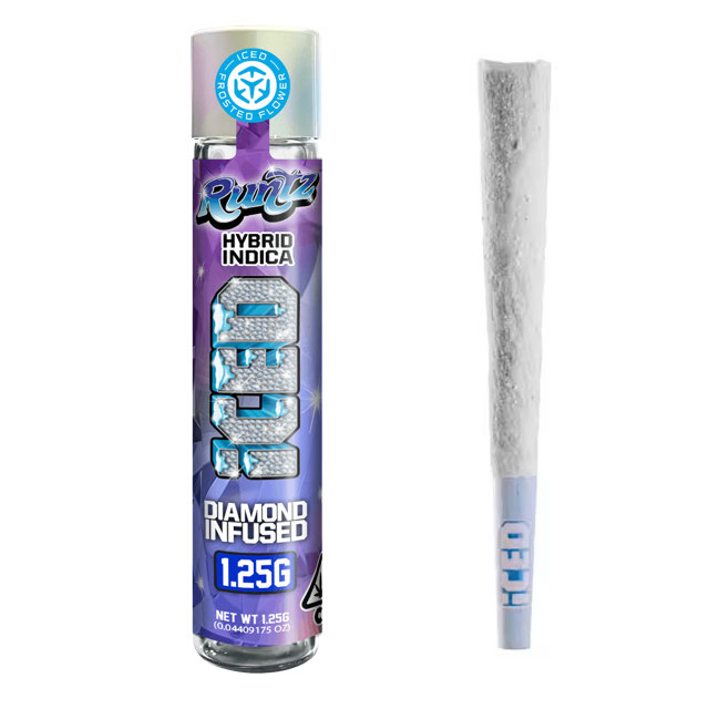 Photograph of product: 1.25g Runtz (Oui'd Hybrid) Diamond Infused Pre-roll TH-oui:43% $20 or 2/$30