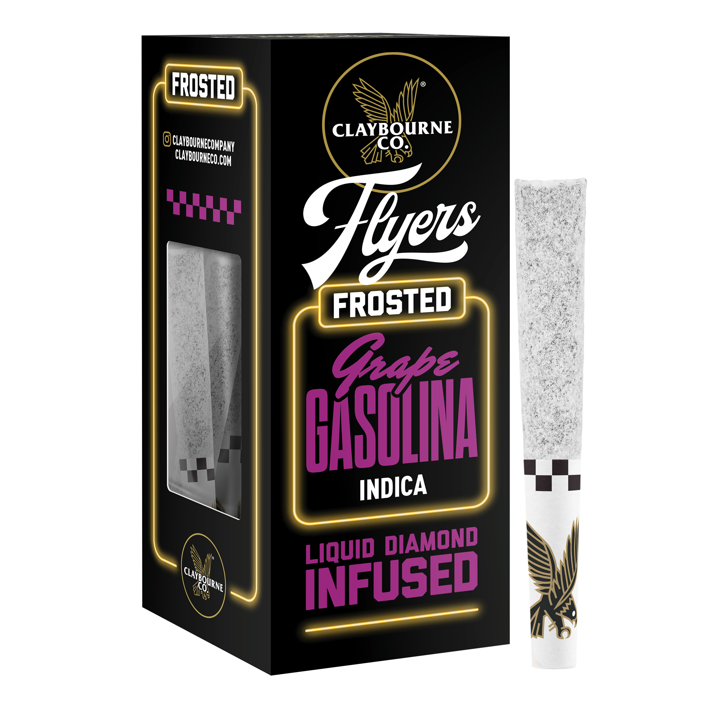 Photograph of product: Claybourne Co. Flyers Frosted Grape Gasolina (I) Infused Multipack 0.5g 3pk