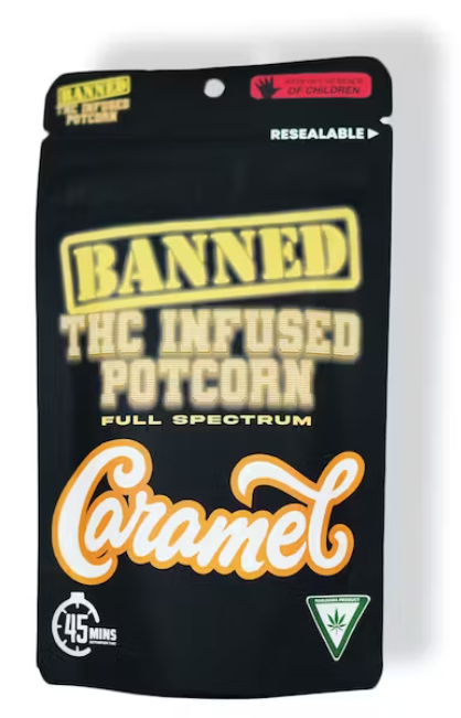Photograph of product: BANNED | Edible | Baked Good | Caramel Apple Potcorn | 200mg