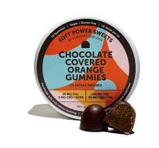 Photograph of product: Chocolate Covered Orange Gummies - 100mg - 10pk