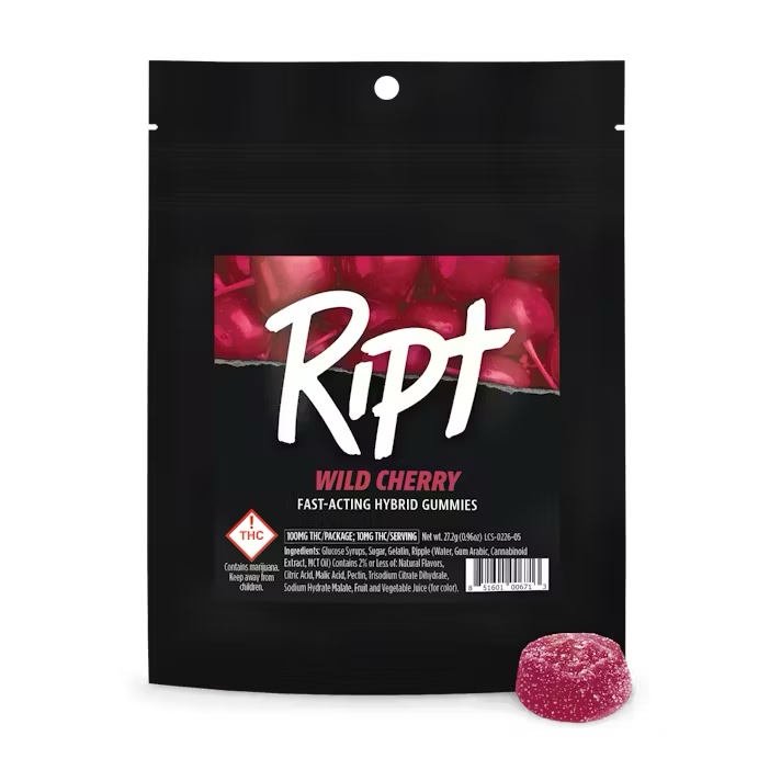 Photograph of product: Ripple | RIPT Gummies | 100mg | REC - Wild Cherry (H)