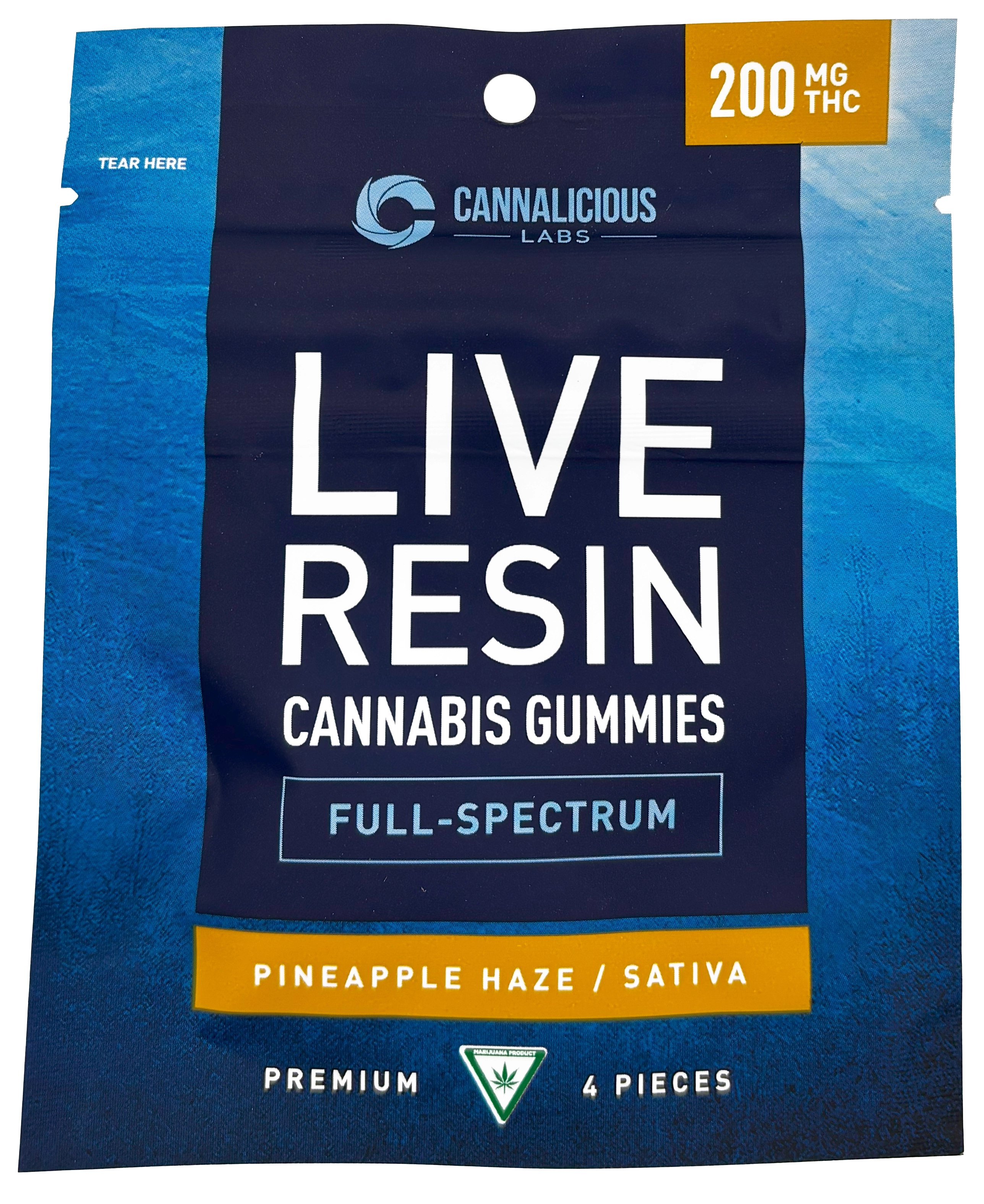 Photograph of product: Cannalicious | Pineapple Haze | Live Resin Gummy Edible | 200mg TH-oui