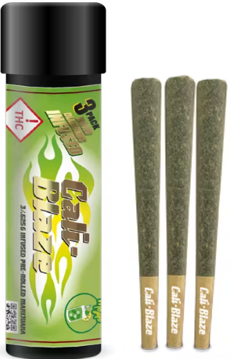 Photograph of product: Cali-Blaze - Infused Pre-Roll 3 Pk - Tropical Smoothie (Chem Squeezy) (S) 1.875g