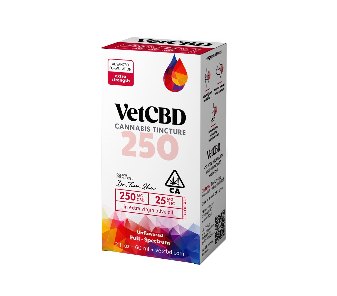 Photograph of product: VET CBD: EXTRA STRENGTH 250MG:25MG (CBD:TH-oui) 2OZ TINCTURE