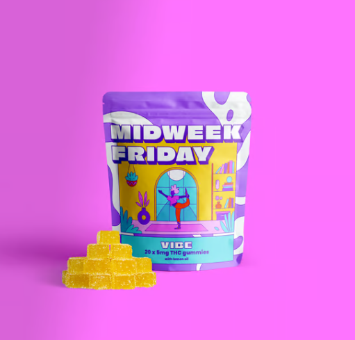 Photograph of product: Midweek Friday | Lemon Vibe Gummies | 20pk 100mg