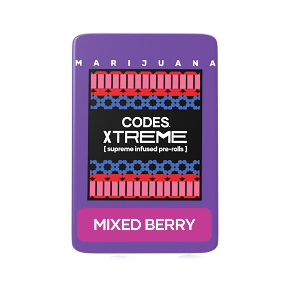 Photograph of product: Codes: Infused Pre-Roll Pack | Mixed Berry x Dayger #2 | 0.7g ea | 3pk