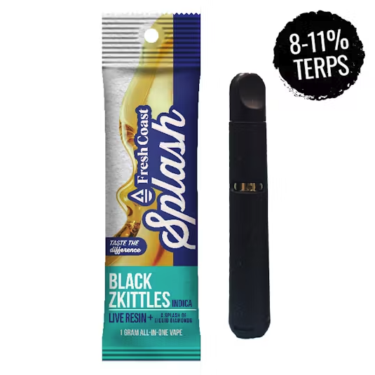 Photograph of product: Fresh Coast Splash Live Resin All-in-One Vape - Black Zkittles