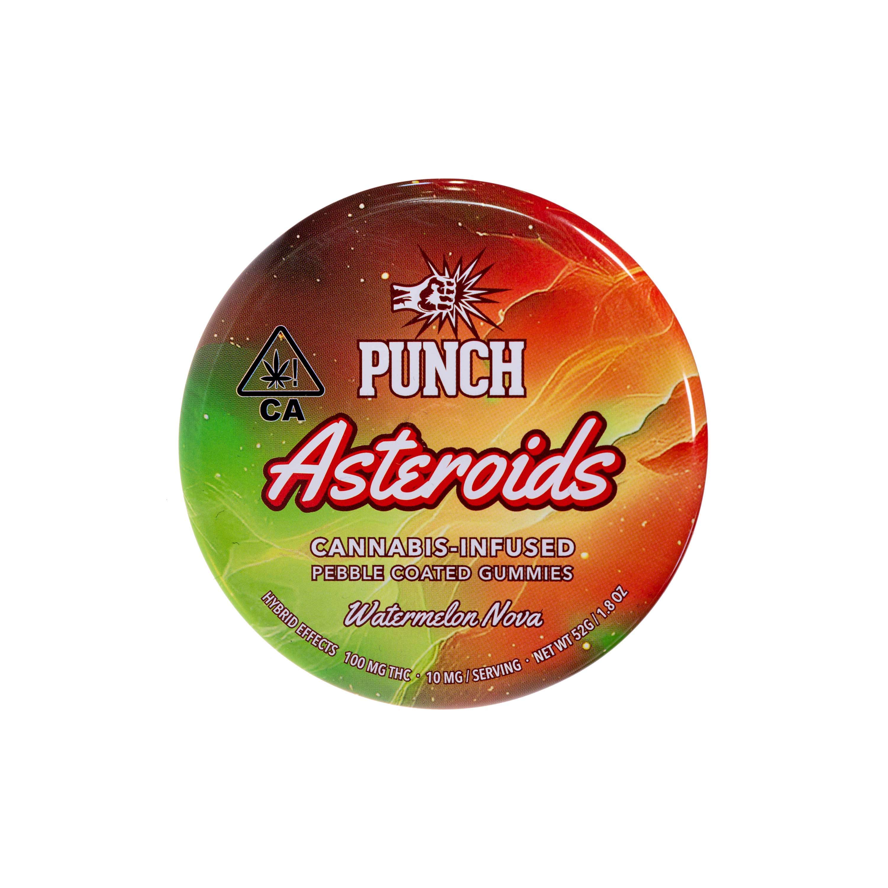 Photograph of product: Punch Edibles | Watermelon Nova Asteroids Gummies (100mg THC)
