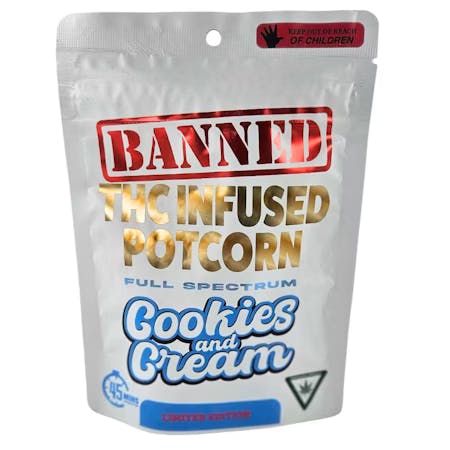 Photograph of product: Banned - Cookies and Cream Infused Popcorn 200mg