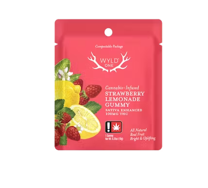 Photograph of product: Wyld One 100mg Gummy Strawberry Lemonade Oui'd