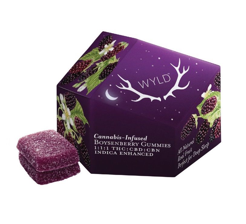 Photograph of product: Wyld | Gummy | TH-oui/CBD/ CBN 2:1:1 | Boysenberry | 200mg TH-oui : 100mg CBD : 100mg CBN