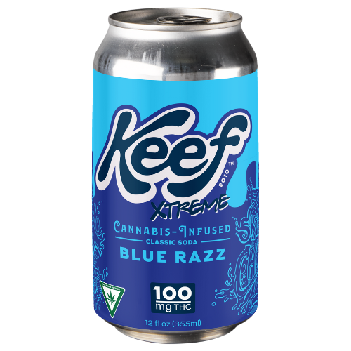 Photograph of Product: Keef Blue Razz Infused Soda 100mg THC