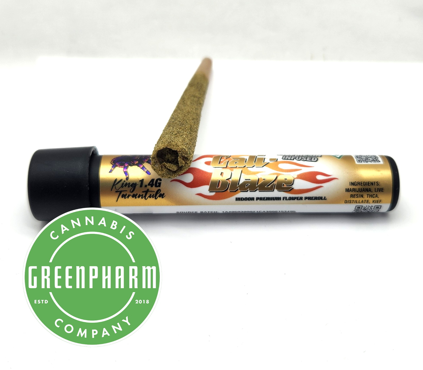 Photograph of product: Infused Pre-Roll | Cali-Blaze | Titus King Tarantula