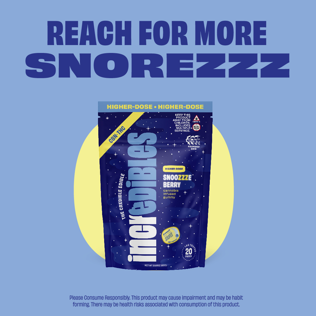 Photograph of product: Incredibles Snoozzzeberry 5:1 TH-oui:CBN Gummies 25mg 20pc *HIGH DOSE*