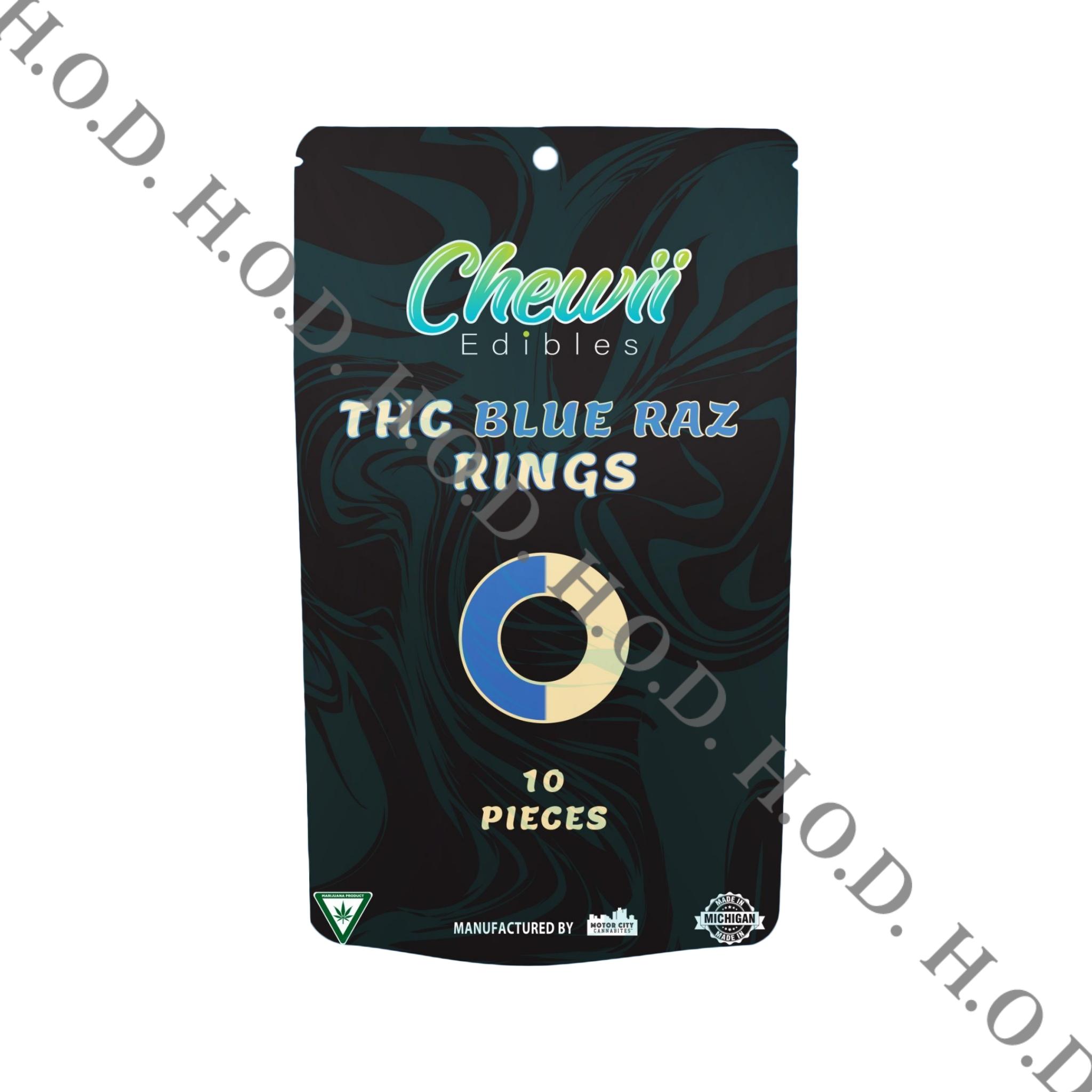 Photograph of product: Chewii Blue Razz Ring Gummies 200mg