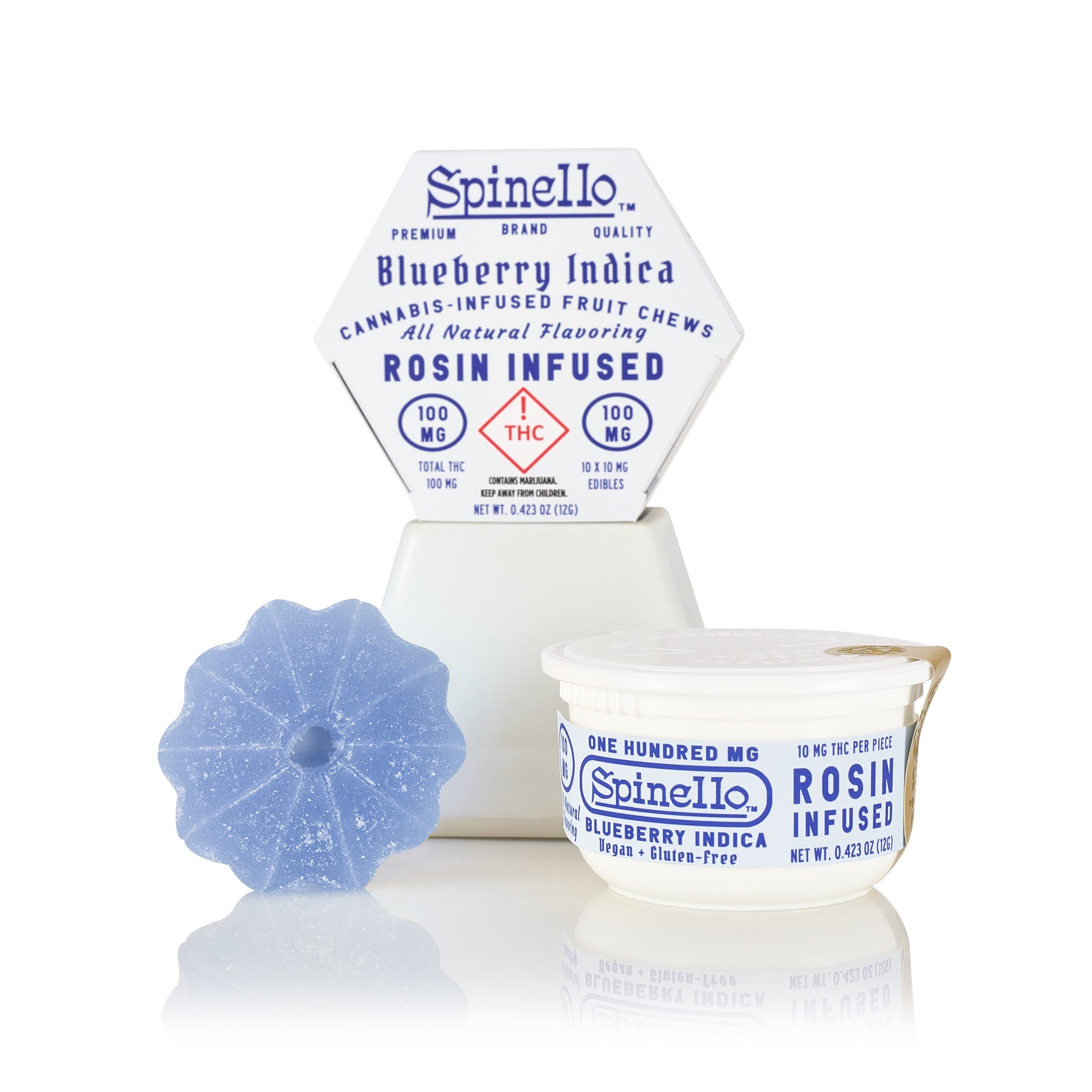 Photograph of Product: Blueberry (I) - 100mg Rosin Gummies - Spinello
