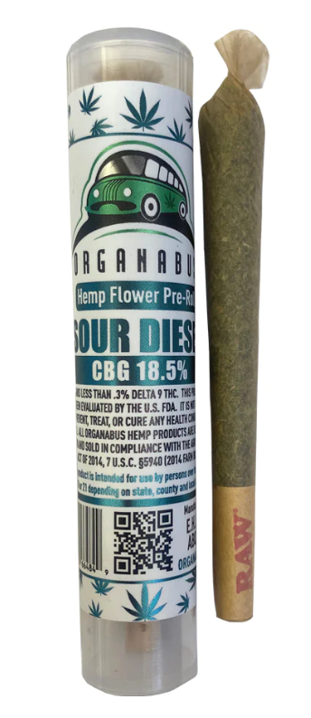 Photograph of product: 1G CBG Preroll - Sour Diesel - Organabus - $10