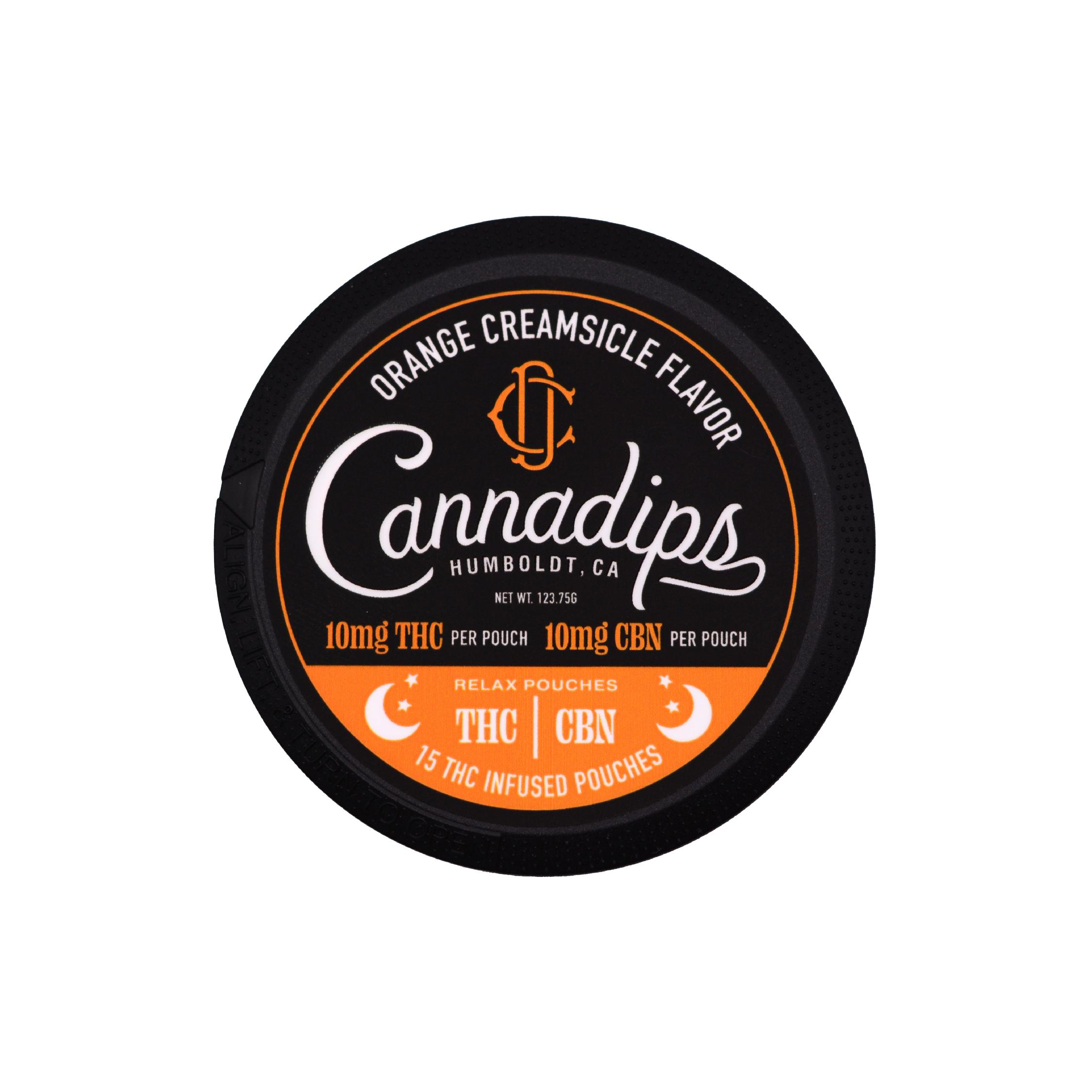 Photograph of product: Cannadips Sublingual Pouches - Orange Creamsicle 150mg + CBN (15 pack) - Collective