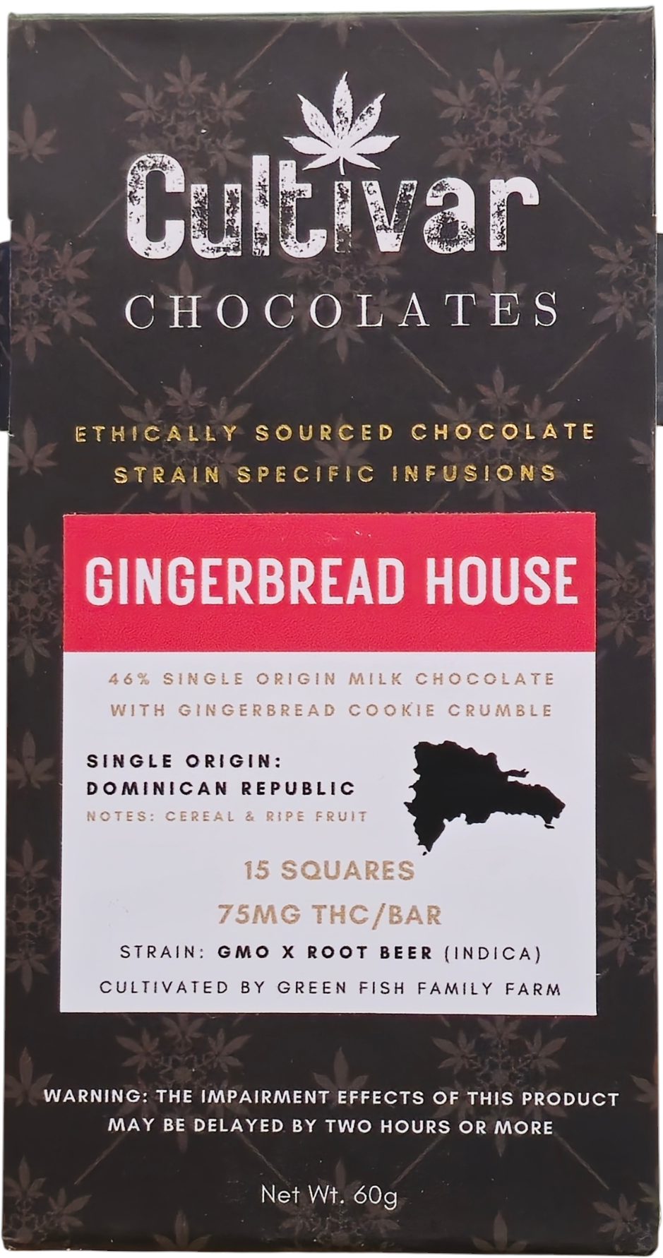 Photograph of product: Cultivar - Gingerbread Chocolate Bar - 100MG TH-oui