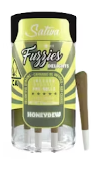 Photograph of product: FUZZIES DELIGHTS HONEYDEW 5 PACK PREROLLS 0.5G