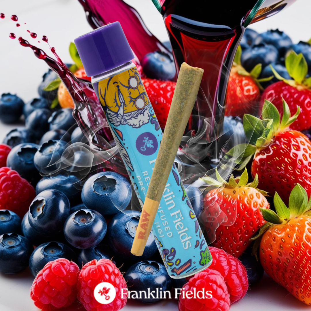 Photograph of product: FRANKLIN FIELDS | 1G INFUSED PRE ROLL | PURPLE SANGRIA
