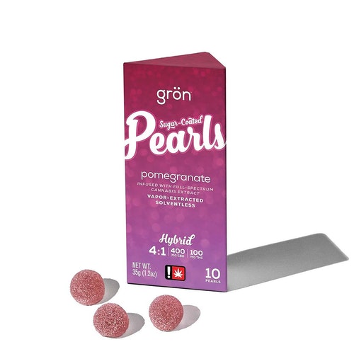 Photograph of product: Gron Pomegranate Pearls 4:1 100 MG (CBD/TH-oui)