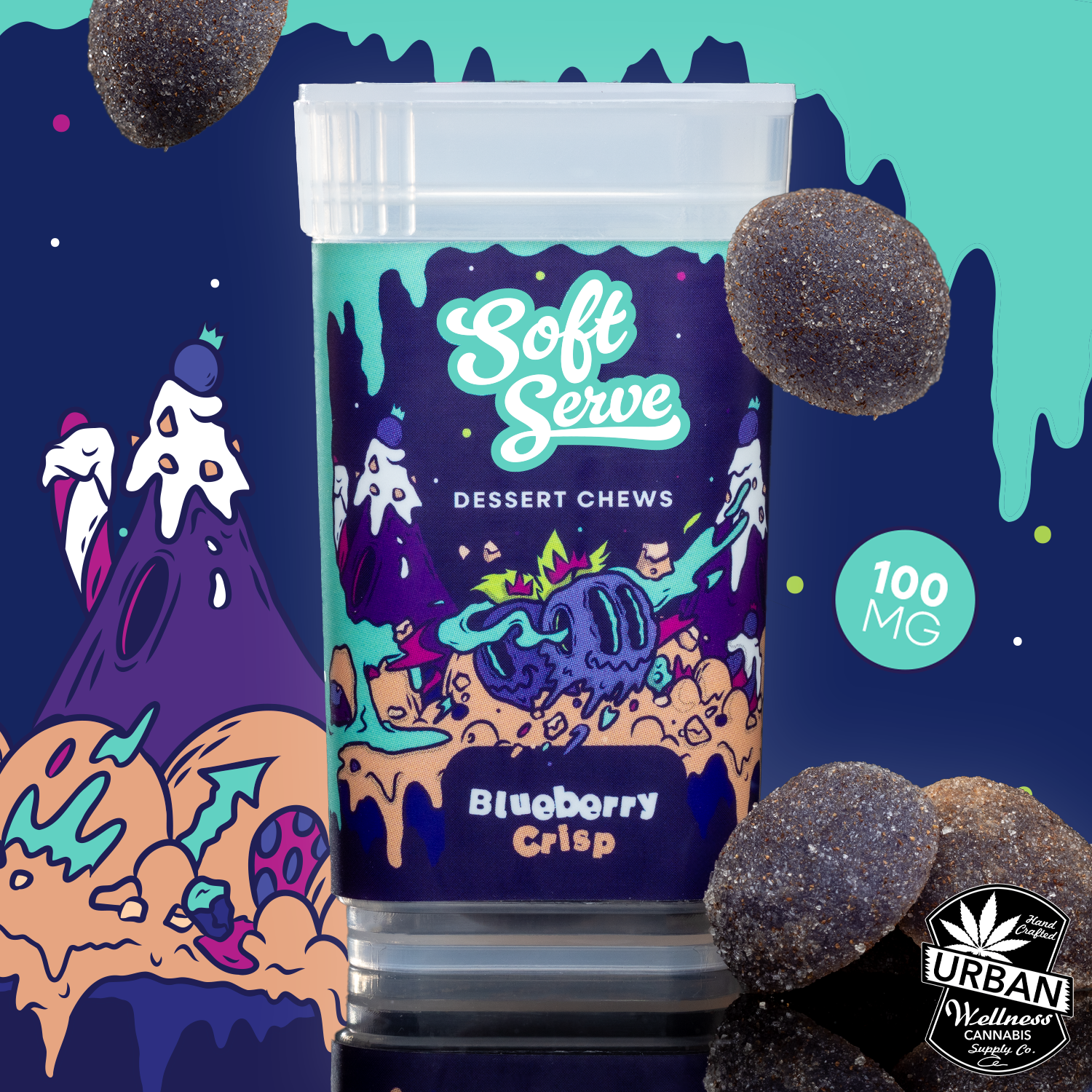 Photograph of product: Soft Serve - Blueberry Crisp - Hybrid - Gummies 100mg