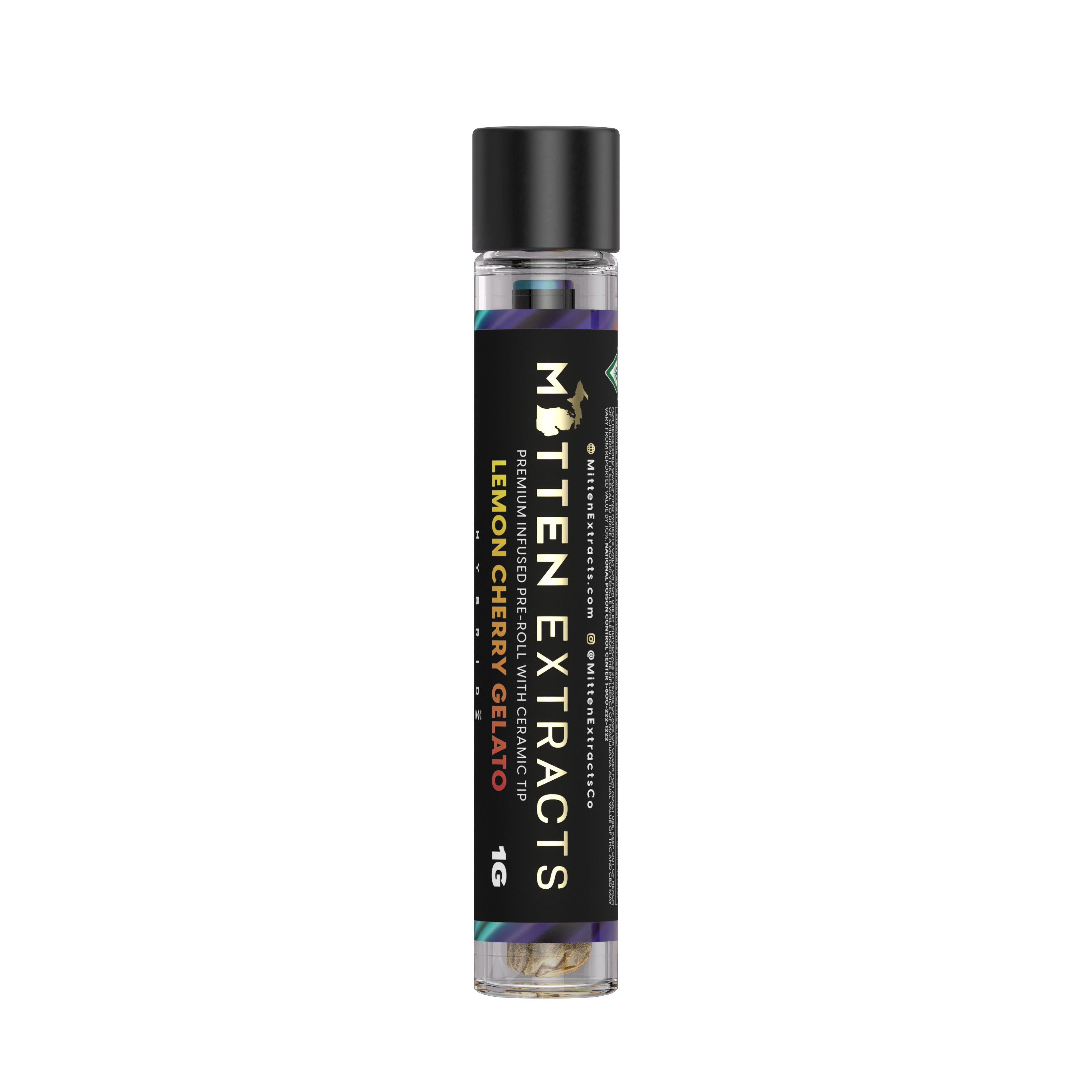Photograph of product: Mitten Extracts - Infused Pre-roll 1g - Lemon Cherry Gelato - Hybrid