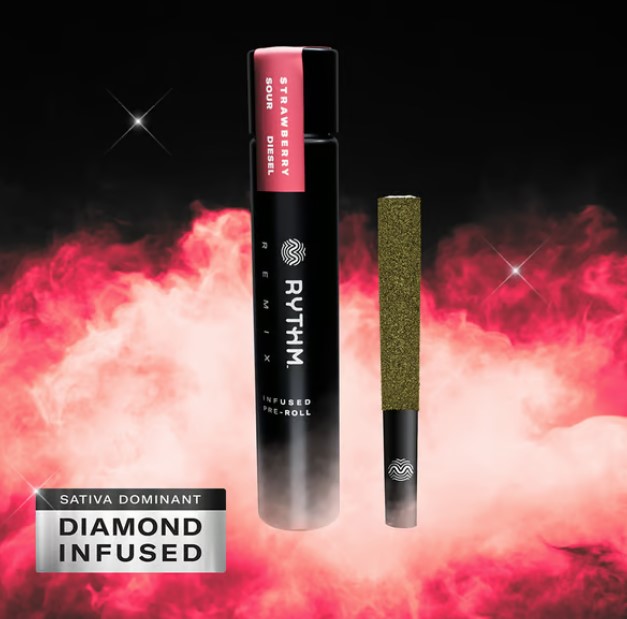 Photograph of product: 1g Strawberry Sour Diesel Remix Infused Pre-Roll