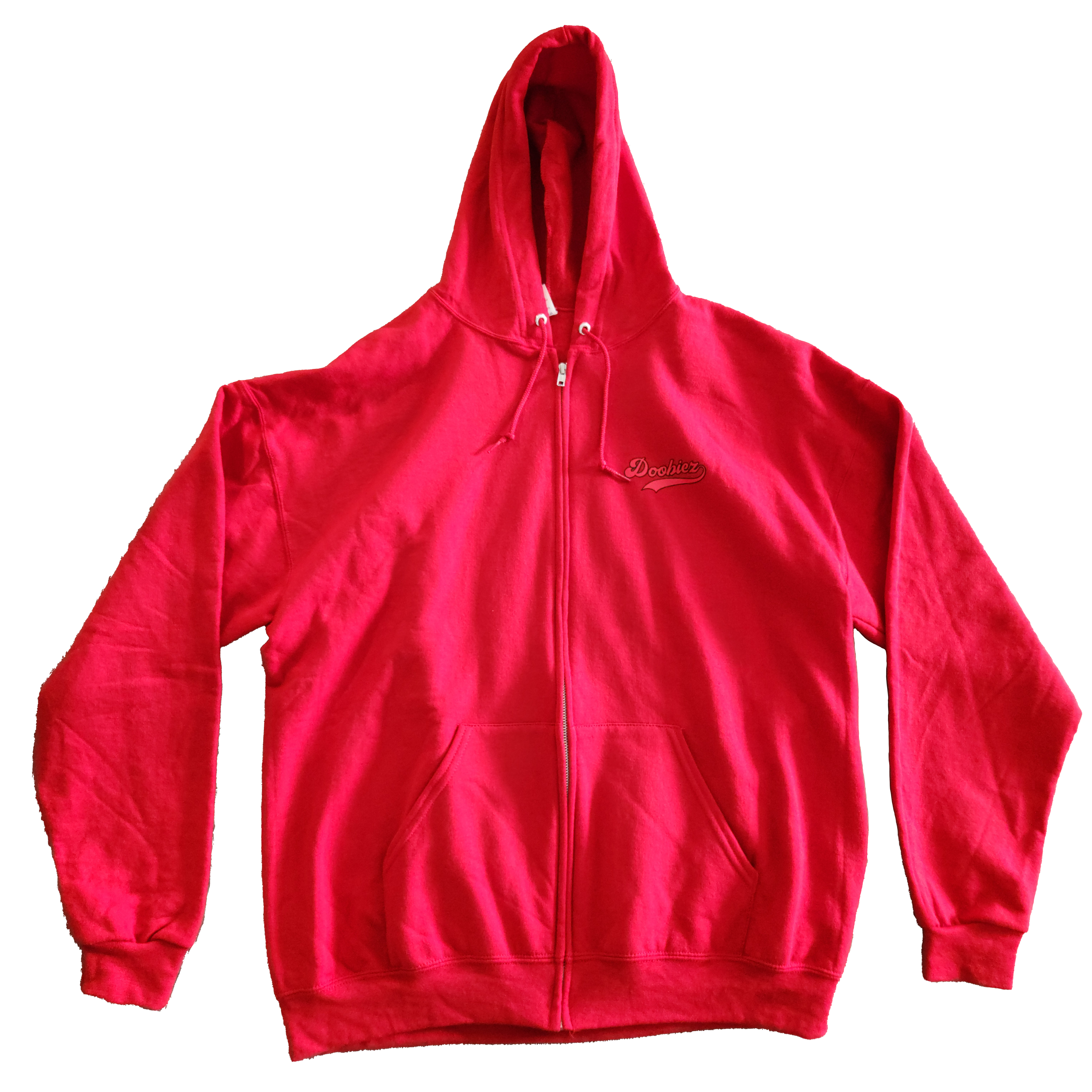 Photograph of product: Doobiez Logo Zip-Up Hoodie - Red on Red