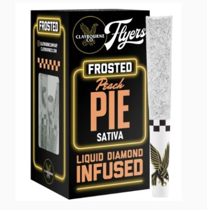 Photograph of product: Claybourne Frosted Flyers Infused Preroll 2.5g Peach Pie