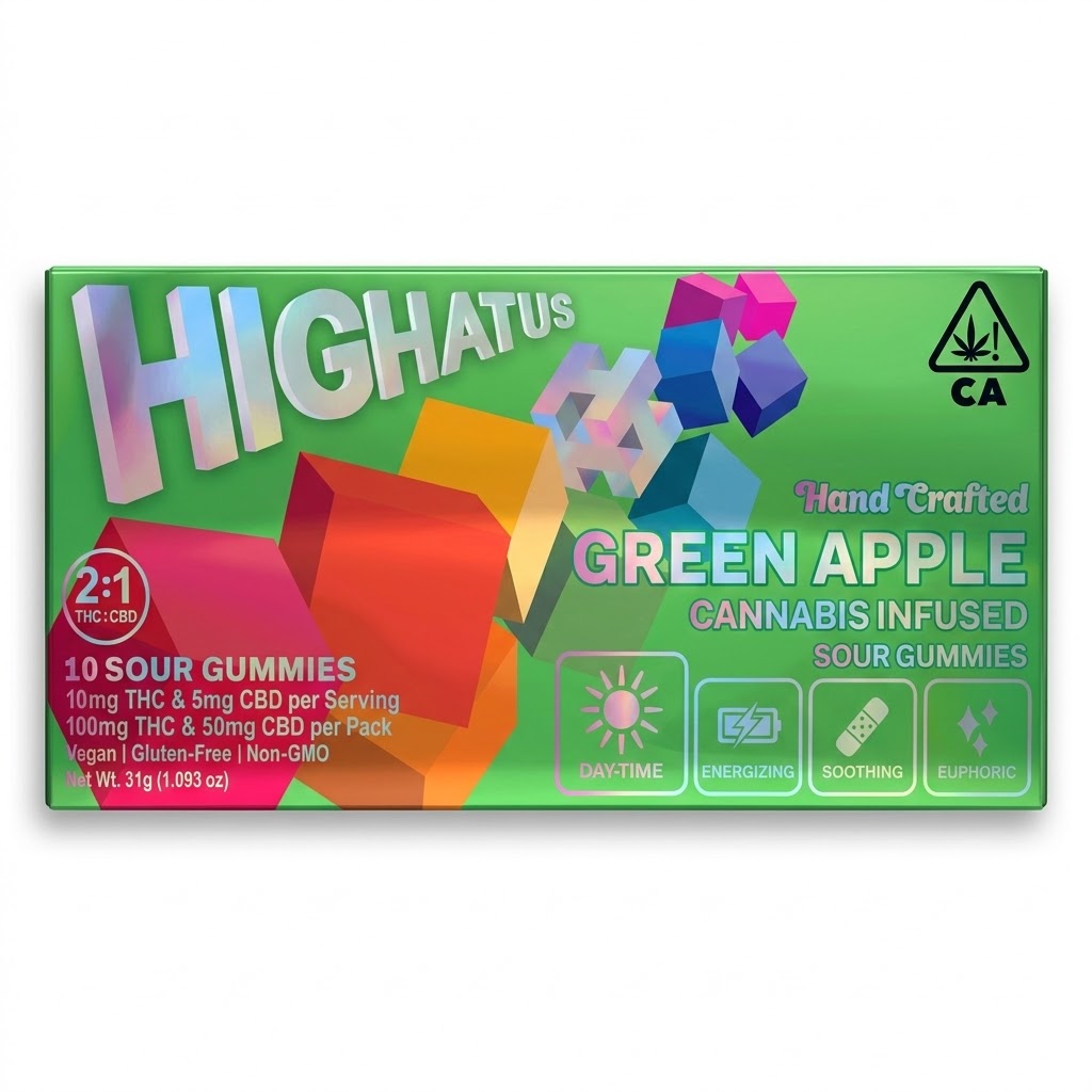 Photograph of product: Highatus - Edibles - Green Apple Sour Gummy - 100MG