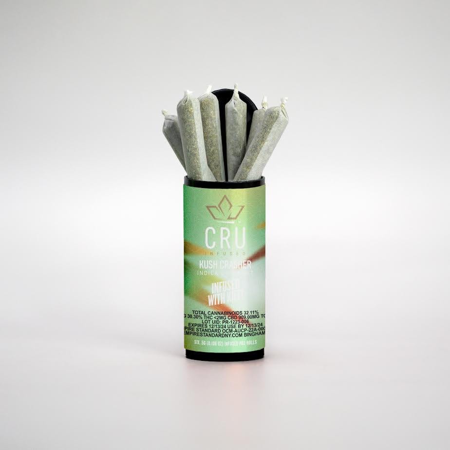 Photograph of product: CRU Kush Crasher Infused PreRoll 6pk