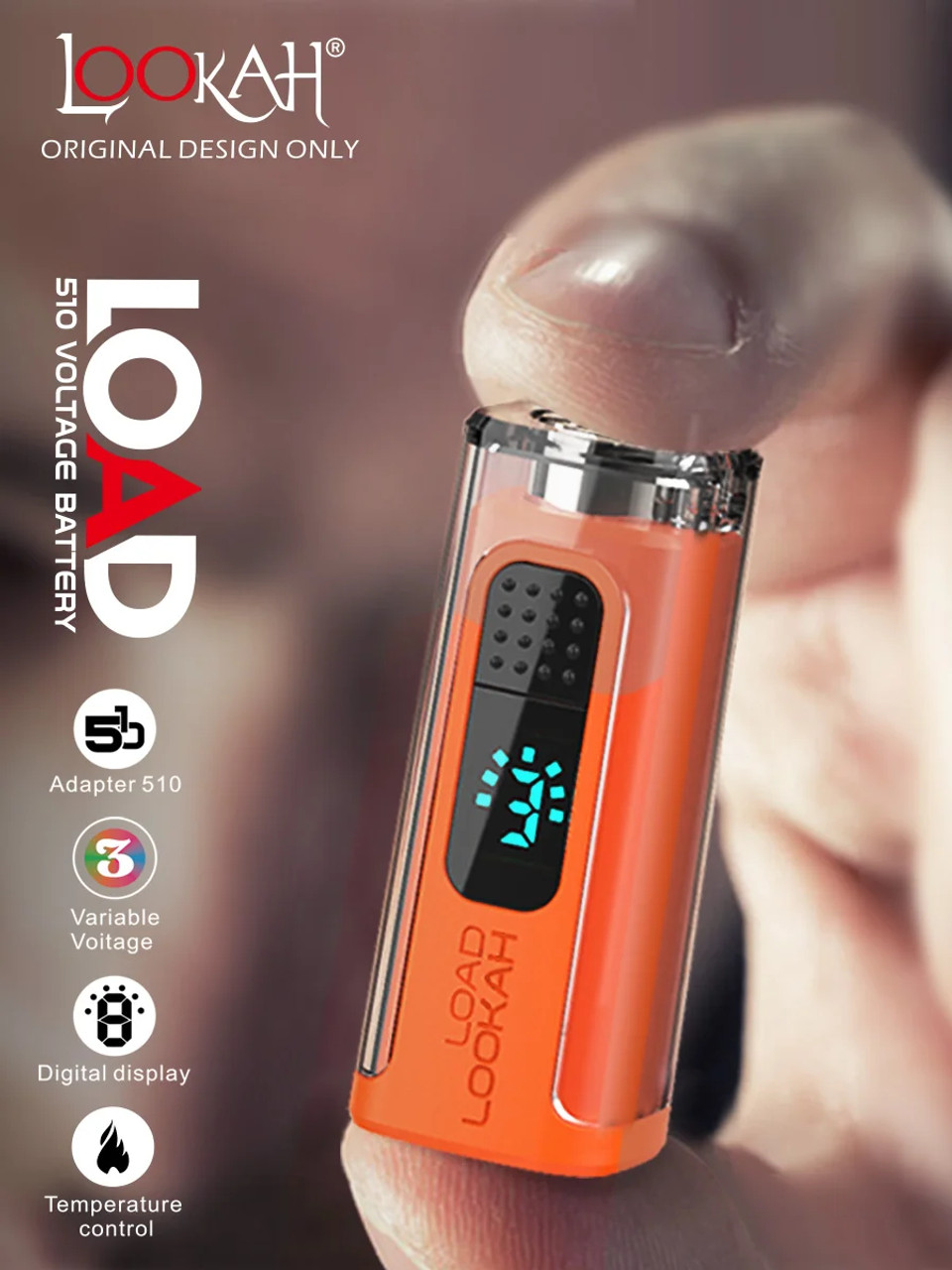 Photograph of product: Lookah | LOAD 500mAh Battery with Digital Display | Assorted Colors