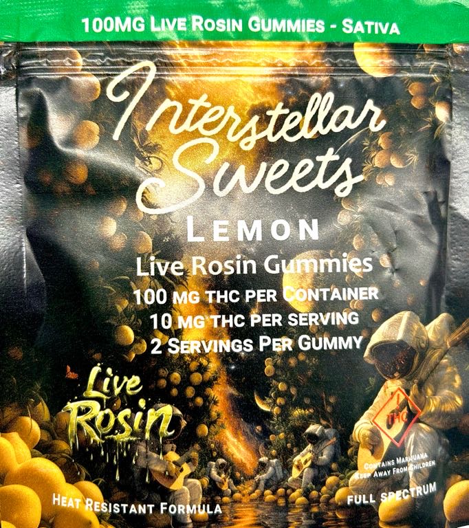 Photograph of product: Lemon Gummies (100mg) -  5 Pack - Live Rosin Gummies