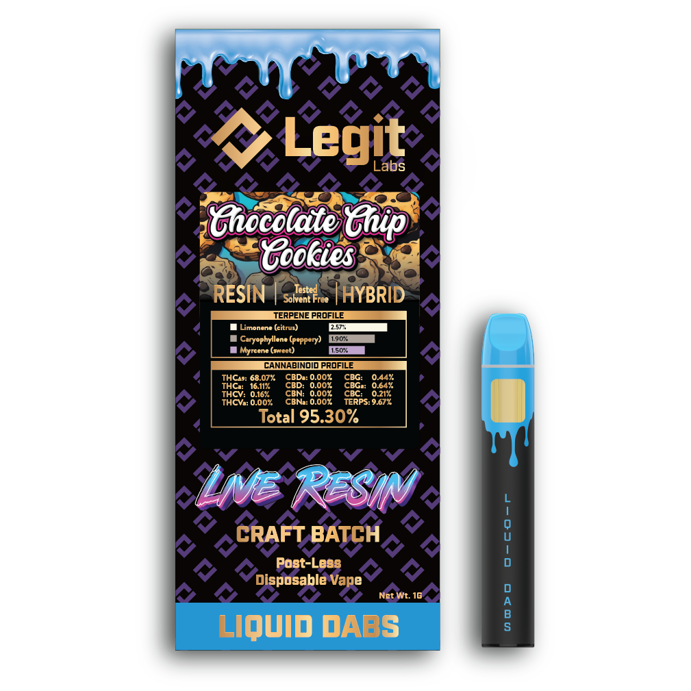 Photograph of product: Legit Labs - Chocolate Chip Cookies Live Resin Disposable 1g