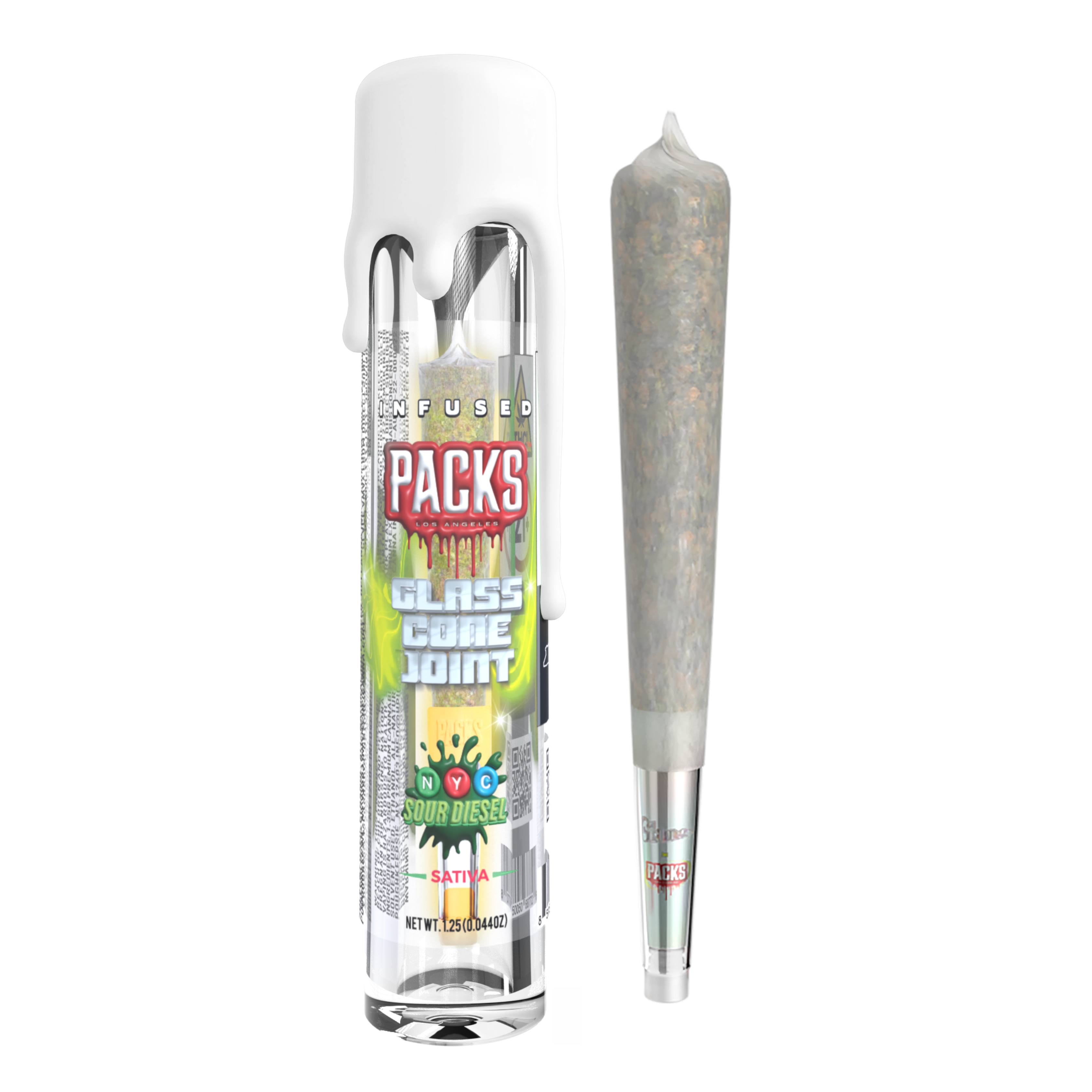 Photograph of product: NYC SOUR DIESEL | Packs Glones - Infused Glass Cone Joint | 1.25G