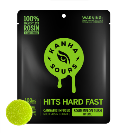 Photograph of product: Edible* - Kanha - Sour Melon Rush (H) - 100mg 10pk