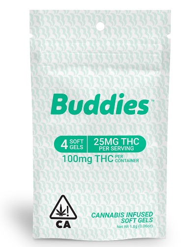 Photograph of product: Buddies TH-oui 25mg Capsule 4Pk 100MG