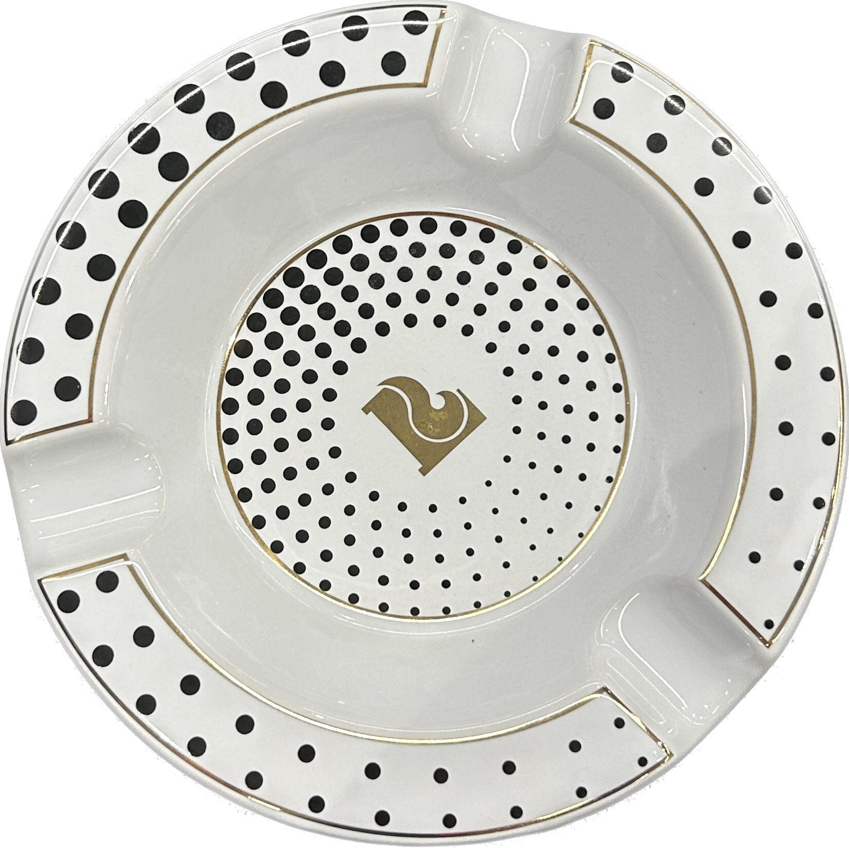 Photograph of product: Lucienne Tapered Dots White Round Ceramic Ashtray 7.5"