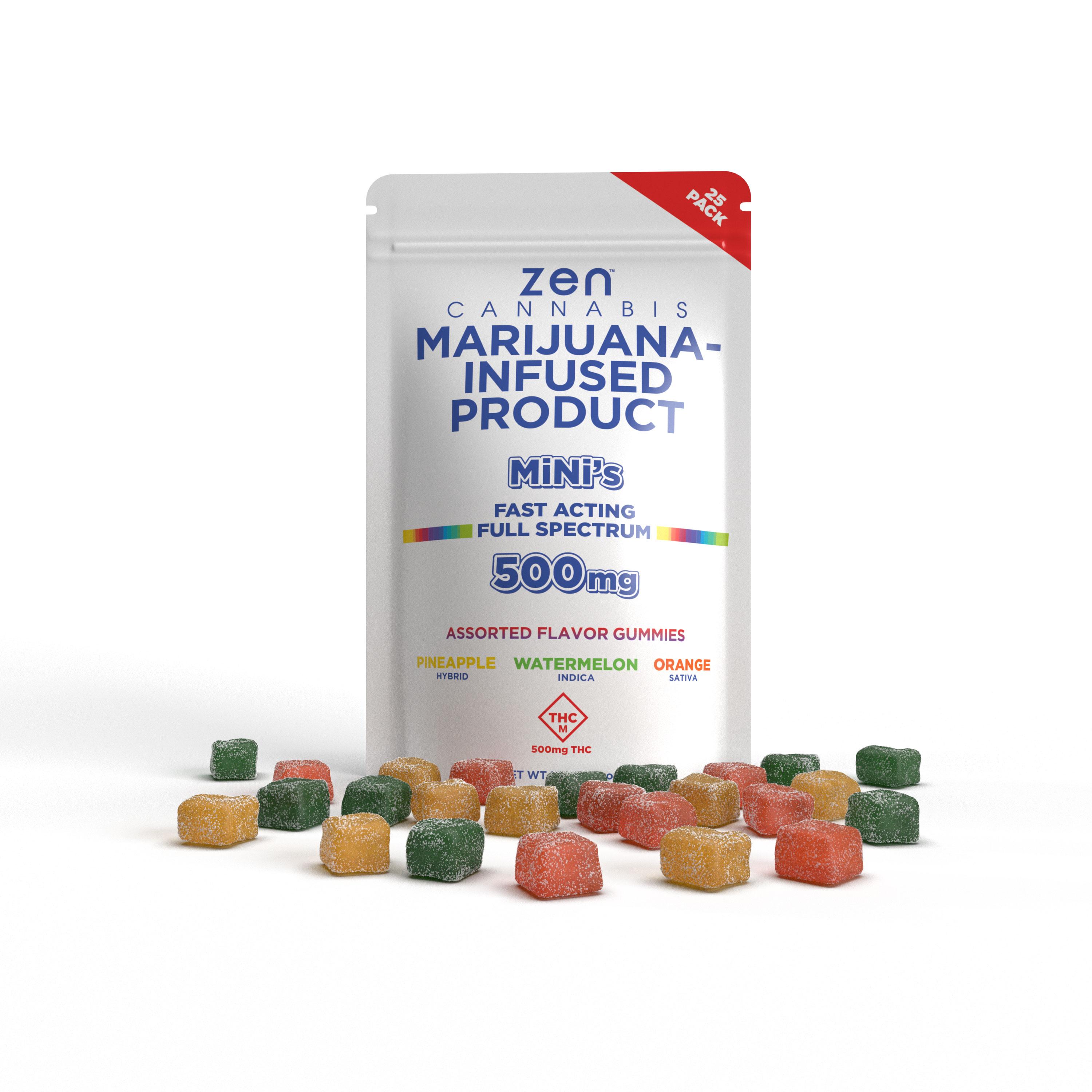 Photograph of product: Mini Assorted Flavor Gummies (500mg)